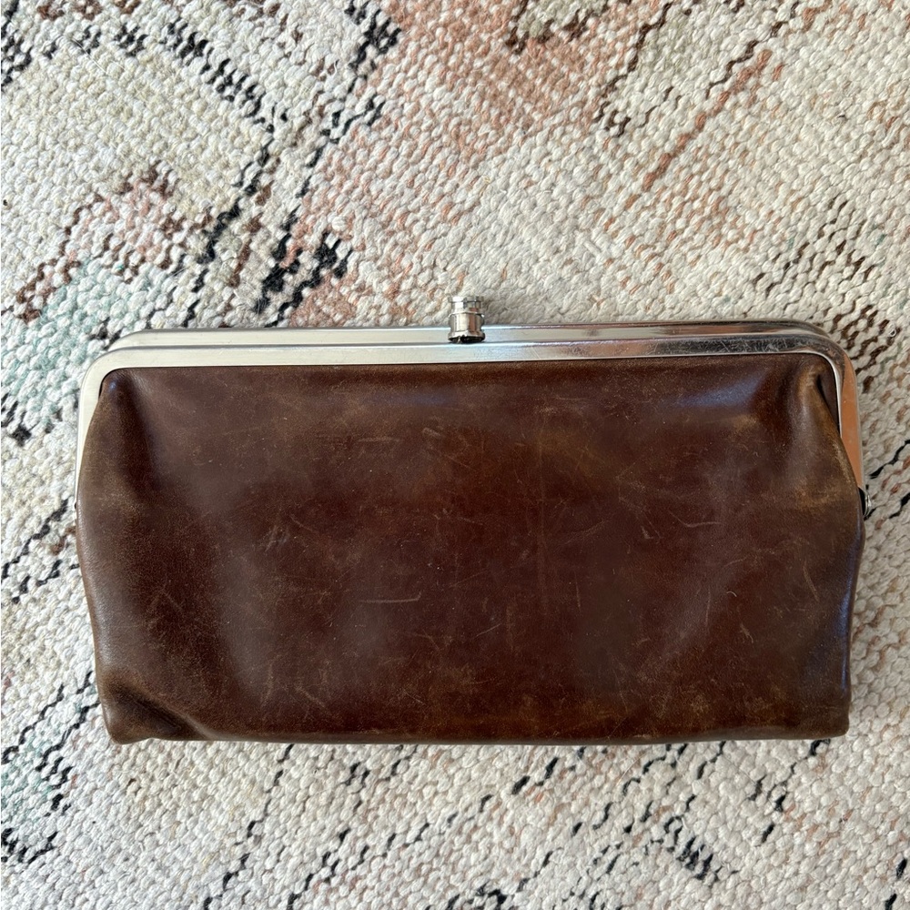Classic Brown Leather Womens Hobo Clutch